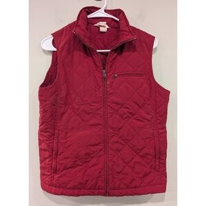 Sundance Catalog Red Quilted Insulated Zip Pocket Vest Size Medium